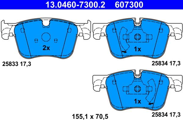 ATE 13.0460-7300.2 - Brake Pad Set, disc brake www.parts5.com