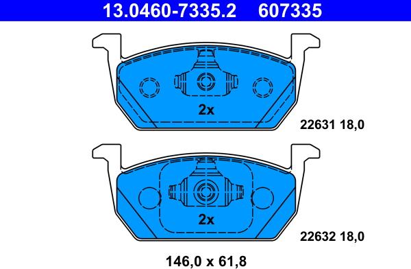 ATE 13.0460-7335.2 - Juego de pastillas de freno www.parts5.com