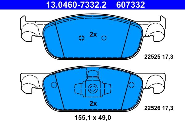 ATE 13.0460-7332.2 - Brake Pad Set, disc brake www.parts5.com