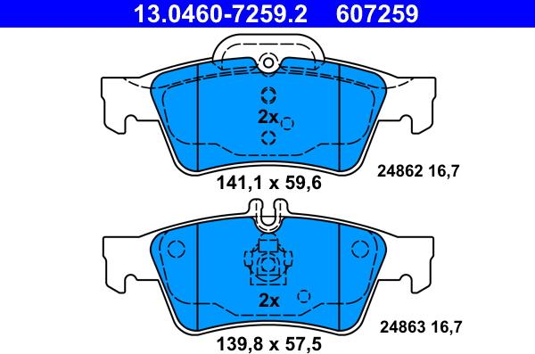 ATE 13.0460-7259.2 - Piduriklotsi komplekt,ketaspidur www.parts5.com