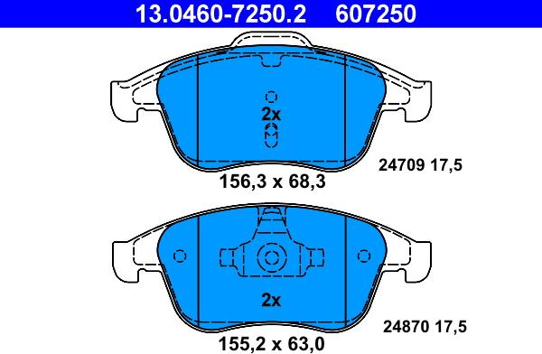 ATE 13.0460-7250.2 - Sada brzdových destiček, kotoučová brzda www.parts5.com