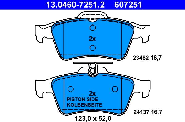 ATE 13.0460-7251.2 - Fékbetétkészlet, tárcsafék www.parts5.com