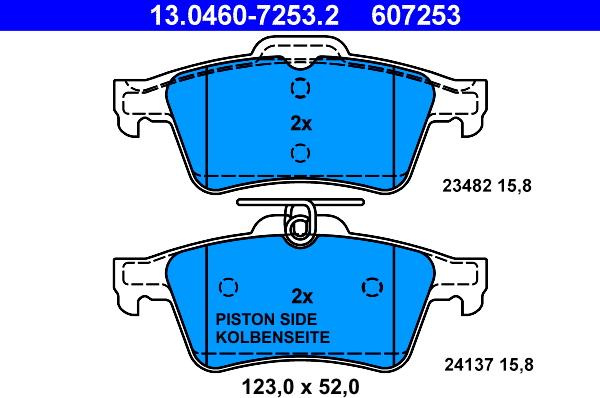 ATE 13.0460-7253.2 - Bremsbelagsatz, Scheibenbremse www.parts5.com