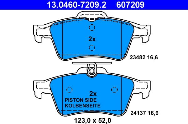 ATE 13.0460-7209.2 - Brake Pad Set, disc brake www.parts5.com