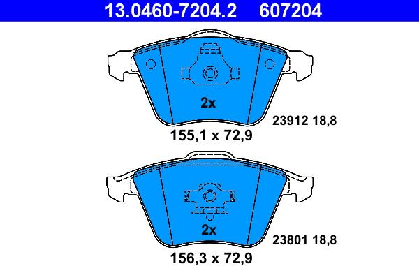 ATE 13.0460-7204.2 - Bremsbelagsatz, Scheibenbremse www.parts5.com