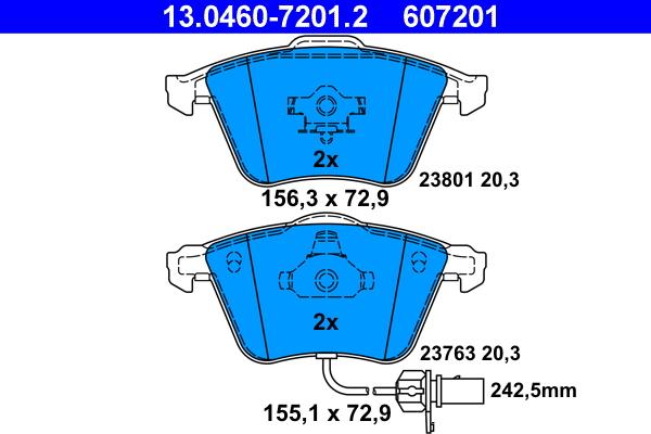 ATE 13.0460-7201.2 - Zestaw klocków hamulcowych, hamulce tarczowe www.parts5.com