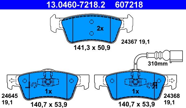 ATE 13.0460-7218.2 - Set placute frana,frana disc www.parts5.com