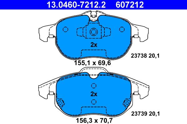 ATE 13.0460-7212.2 - Set placute frana,frana disc www.parts5.com