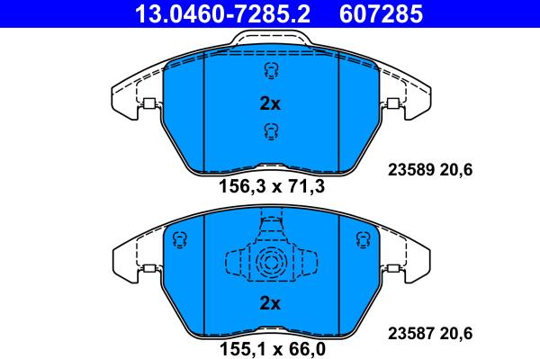 ATE 13.0460-7285.2 - Kit de plaquettes de frein, frein à disque www.parts5.com