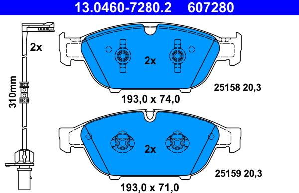 ATE 13.0460-7280.2 - Fren balata seti, diskli fren www.parts5.com