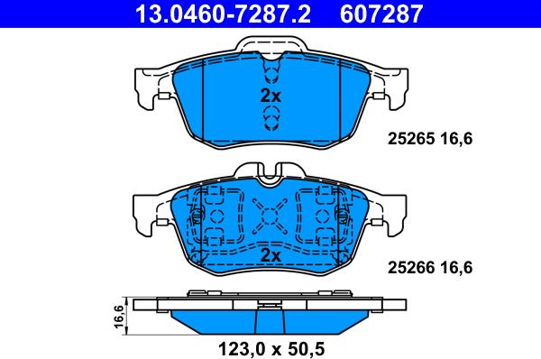 ATE 13.0460-7287.2 - Σετ τακάκια, δισκόφρενα www.parts5.com