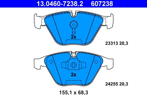 ATE 13.0460-7238.2 - Brake Pad Set, disc brake www.parts5.com