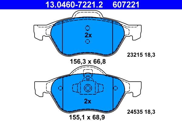 ATE 13.0460-7221.2 - Тормозные колодки, дисковые, комплект www.parts5.com