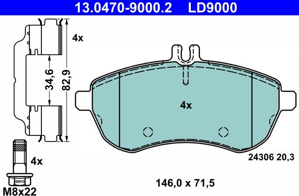 ATE 13.0470-9000.2 - Piduriklotsi komplekt,ketaspidur www.parts5.com