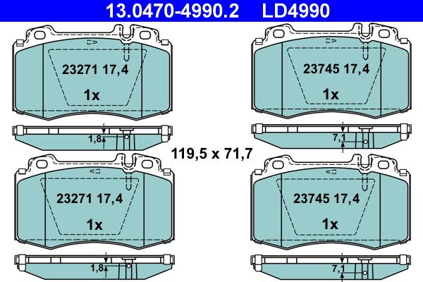 ATE 13.0470-4990.2 - Brake Pad Set, disc brake www.parts5.com