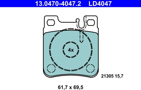 ATE 13.0470-4047.2 - Fékbetétkészlet, tárcsafék www.parts5.com