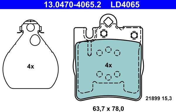 ATE 13.0470-4065.2 - Fékbetétkészlet, tárcsafék www.parts5.com