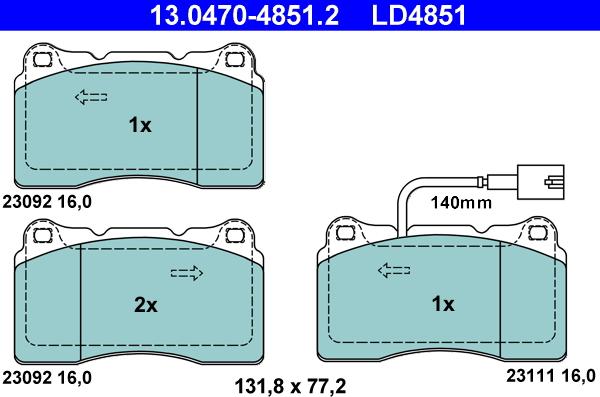 ATE 13.0470-4851.2 - Juego de pastillas de freno www.parts5.com