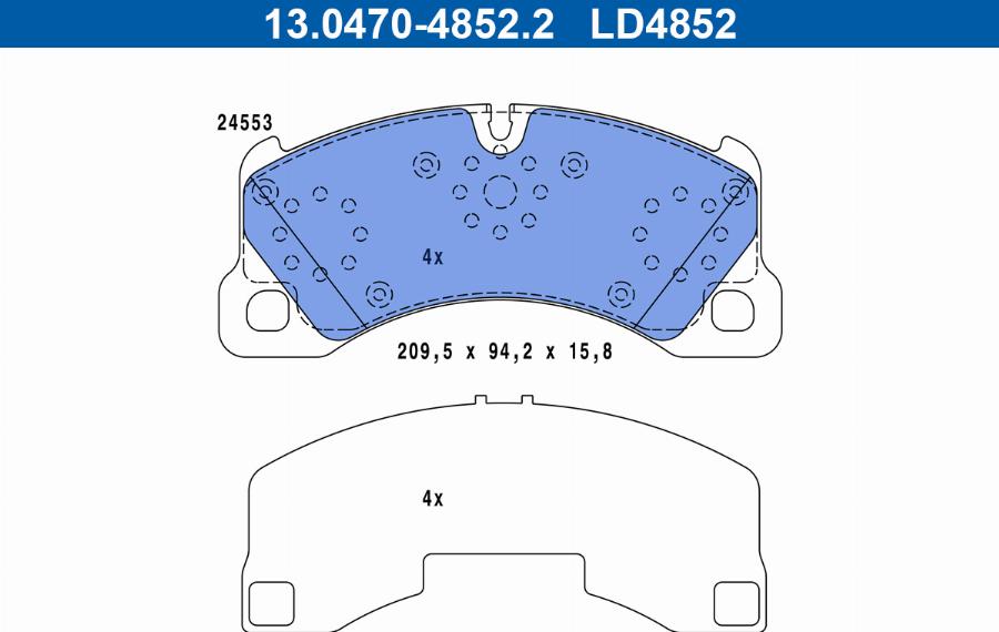 ATE 13.0470-4852.2 - Brake Pad Set, disc brake www.parts5.com