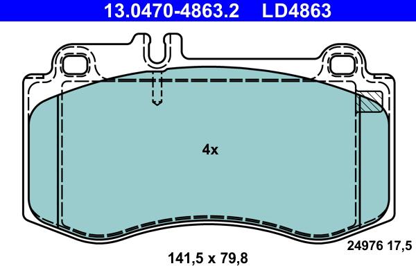 ATE 13.0470-4863.2 - Komplet kočnih obloga, disk kočnica www.parts5.com