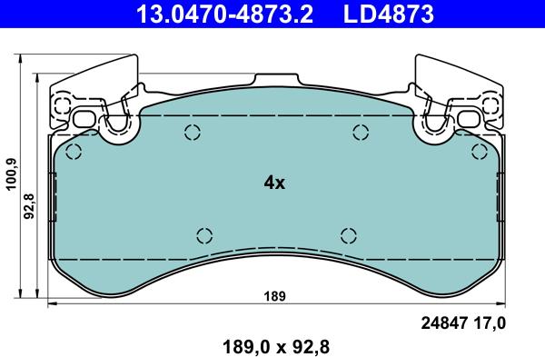 ATE 13.0470-4873.2 - Kit de plaquettes de frein, frein à disque www.parts5.com