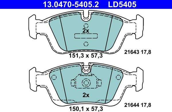 ATE 13.0470-5405.2 - Brake Pad Set, disc brake www.parts5.com