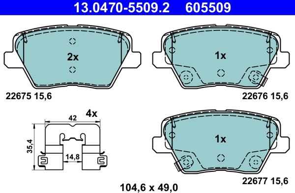 ATE 13.0470-5509.2 - Brake Pad Set, disc brake www.parts5.com