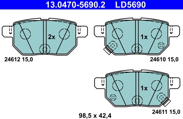 ATE 13.0470-5690.2 - Juego de pastillas de freno www.parts5.com