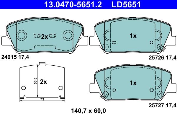 ATE 13.0470-5651.2 - Set placute frana,frana disc www.parts5.com