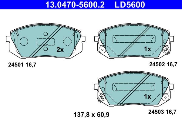 ATE 13.0470-5600.2 - Set placute frana,frana disc www.parts5.com