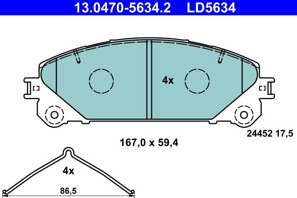 ATE 13.0470-5634.2 - Brake Pad Set, disc brake parts5.com