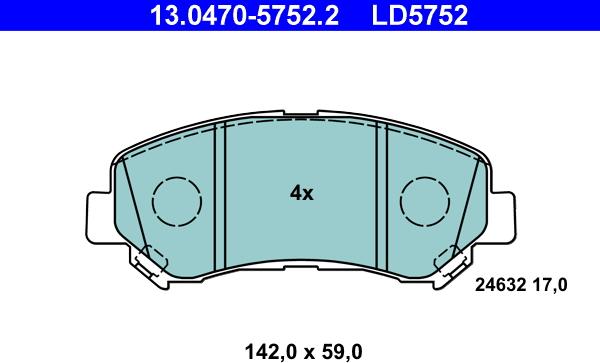 ATE 13.0470-5752.2 - Set placute frana,frana disc www.parts5.com