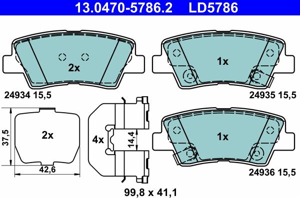 ATE 13.0470-5786.2 - Set placute frana,frana disc www.parts5.com