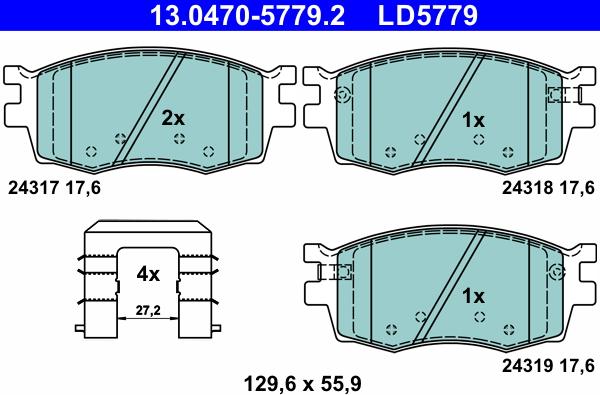 ATE 13.0470-5779.2 - Set placute frana,frana disc www.parts5.com