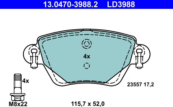 ATE 13.0470-3988.2 - Set placute frana,frana disc www.parts5.com