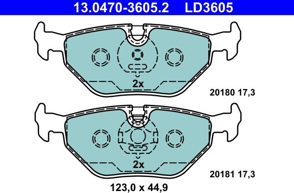 ATE 13.0470-3605.2 - Komplet kočnih obloga, disk kočnica www.parts5.com