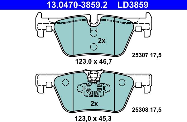 ATE 13.0470-3859.2 - Brake Pad Set, disc brake parts5.com