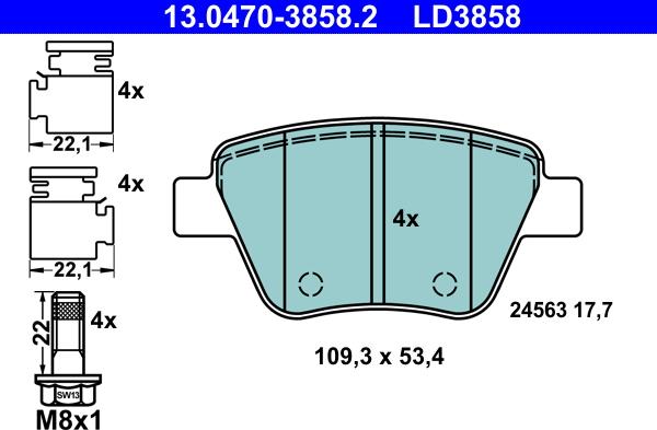 ATE 13.0470-3858.2 - Set placute frana,frana disc www.parts5.com