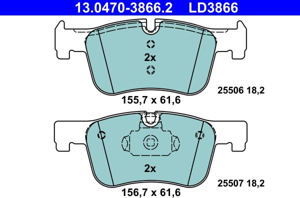 ATE 13.0470-3866.2 - Brake Pad Set, disc brake www.parts5.com