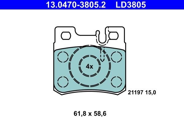 ATE 13.0470-3805.2 - Juego de pastillas de freno www.parts5.com