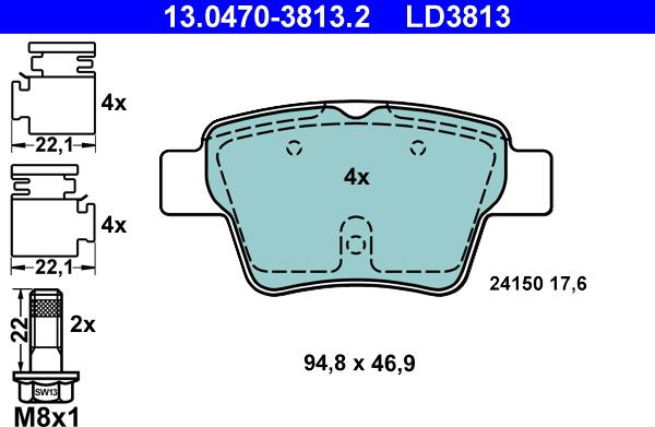 ATE 13.0470-3813.2 - Set placute frana,frana disc www.parts5.com