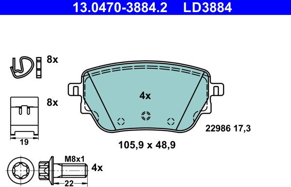 ATE 13.0470-3884.2 - Set placute frana,frana disc www.parts5.com