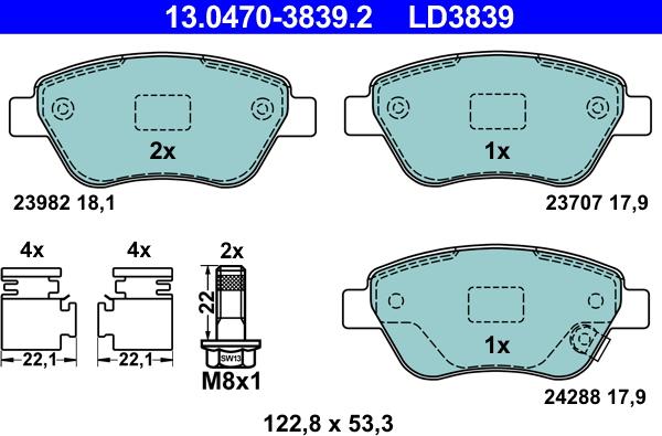 ATE 13.0470-3839.2 - Set placute frana,frana disc www.parts5.com