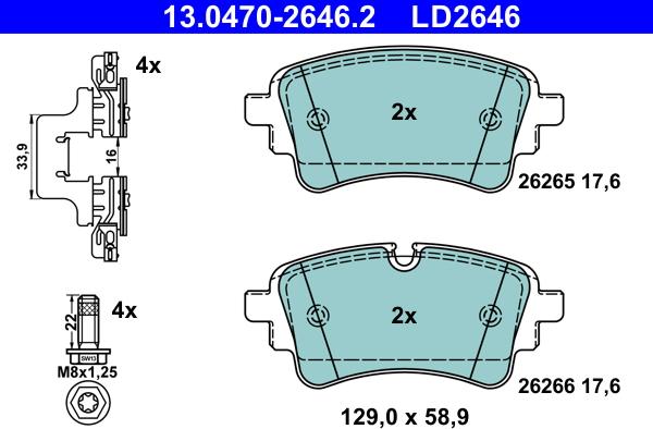 ATE 13.0470-2646.2 - Juego de pastillas de freno www.parts5.com