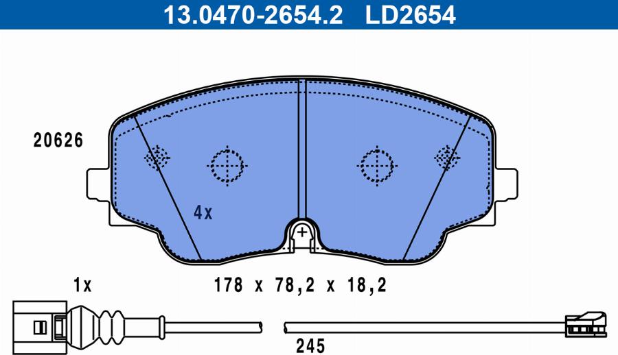 ATE 13.0470-2654.2 - Brake Pad Set, disc brake www.parts5.com