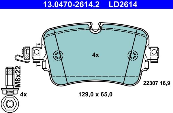 ATE 13.0470-2614.2 - Juego de pastillas de freno www.parts5.com