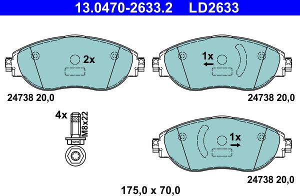 ATE 13.0470-2633.2 - Kit de plaquettes de frein, frein à disque www.parts5.com