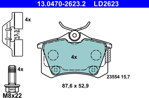 ATE 13.0470-2623.2 - Piduriklotsi komplekt,ketaspidur www.parts5.com