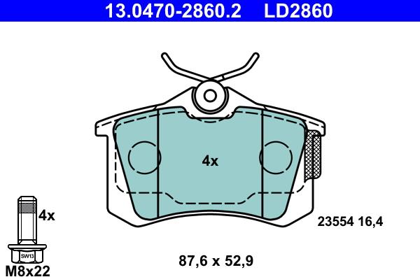 ATE 13.0470-2860.2 - Set placute frana,frana disc www.parts5.com