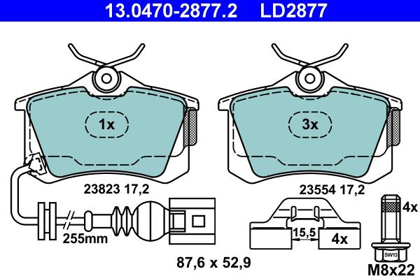 ATE 13.0470-2877.2 - Set placute frana,frana disc www.parts5.com